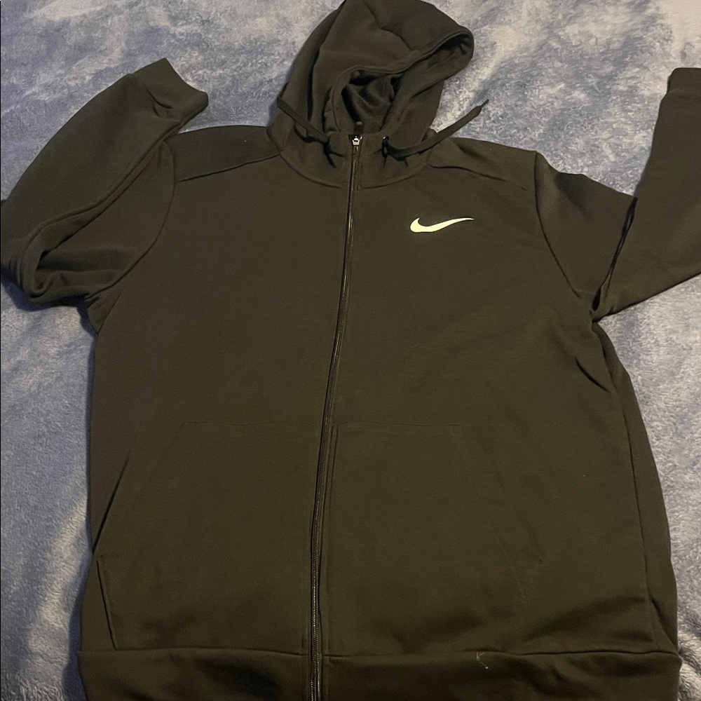 Nike Black Full-Zip Hoodie with White Swoosh